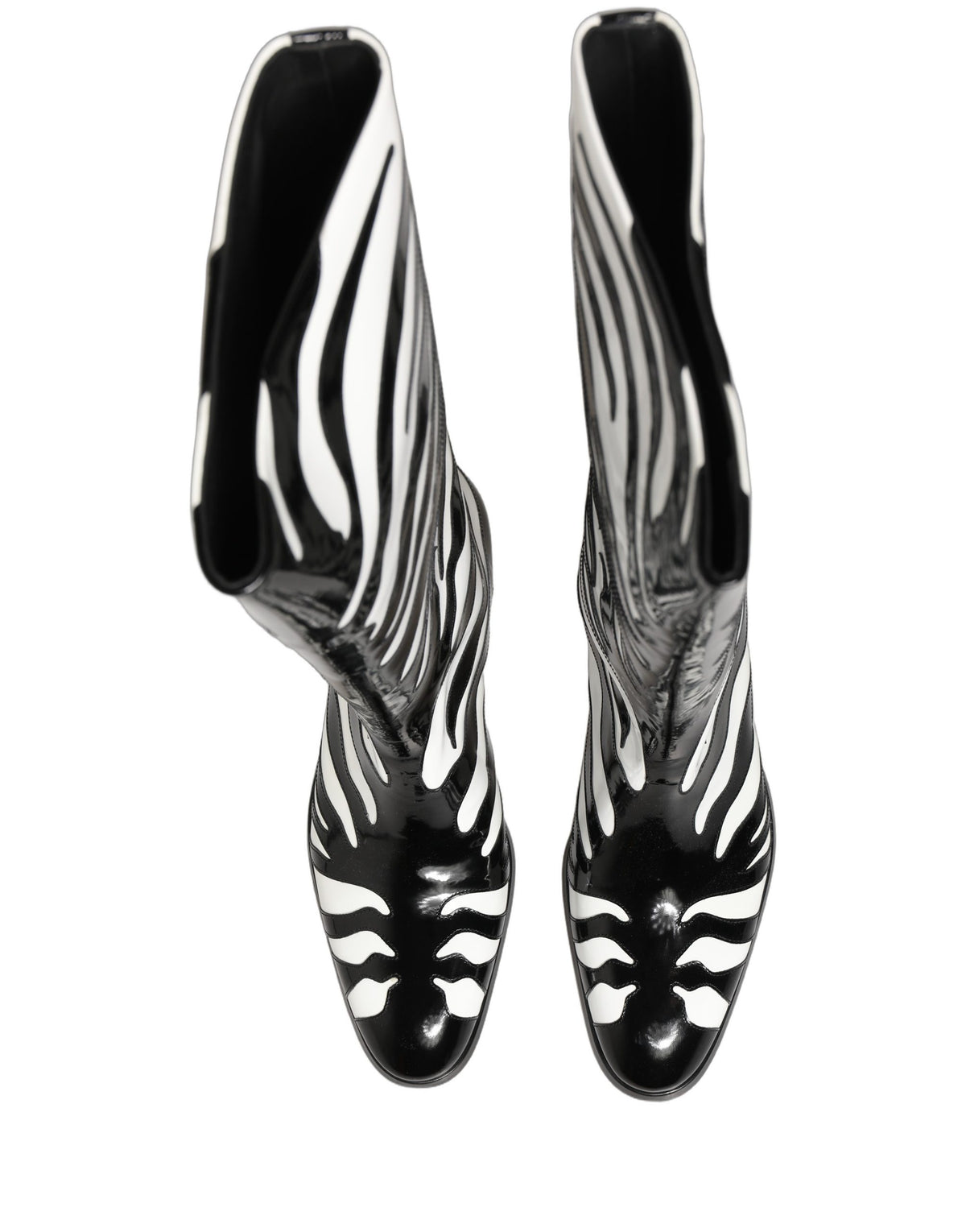 Dolce & Gabbana Black White Zebra Knee High Boots for Men