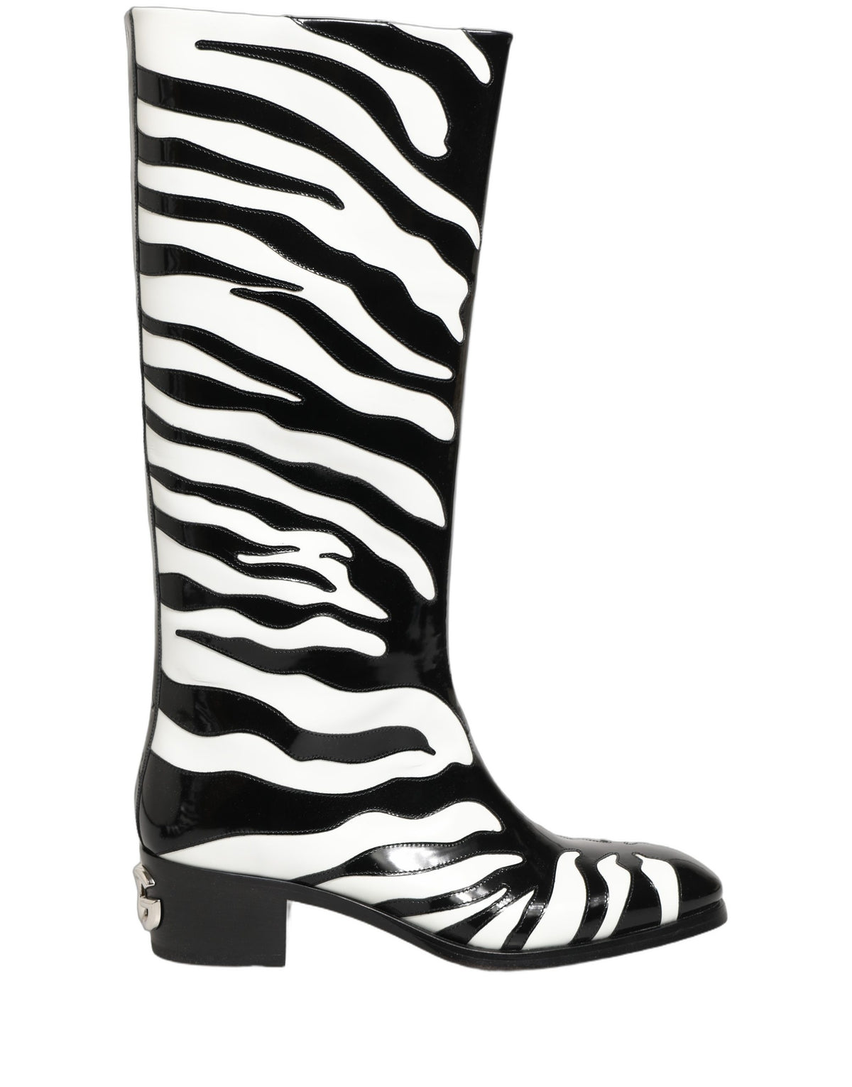 Dolce & Gabbana Black White Zebra Knee High Boots for Men