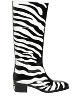 Dolce & Gabbana Black White Zebra Knee High Boots for Men