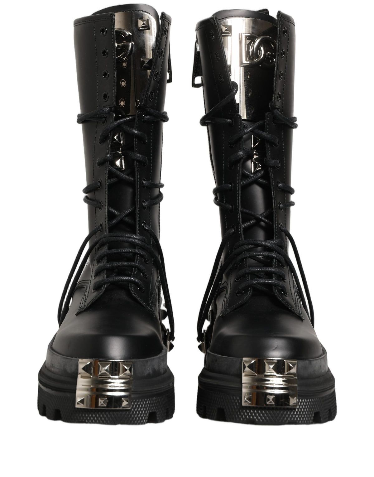 Dolce & Gabbana Black Stud Platform Combat High Boots
