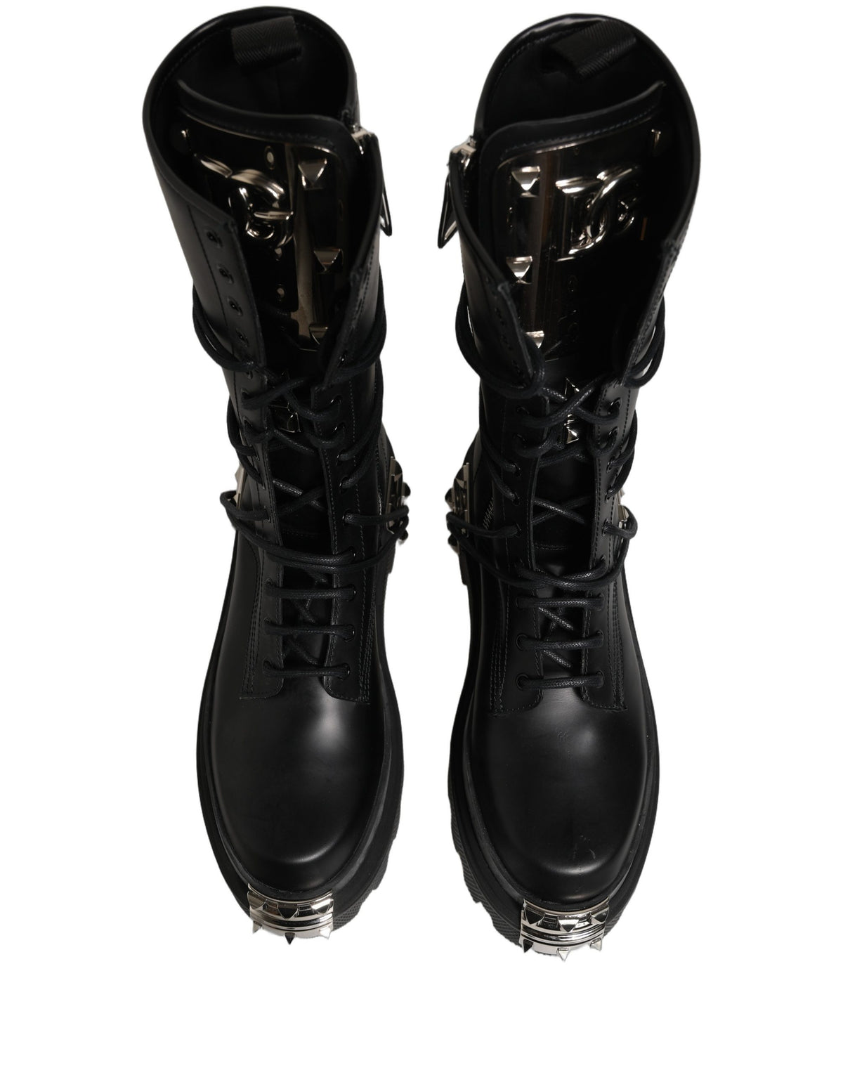 Dolce & Gabbana Black Stud Platform Combat High Boots