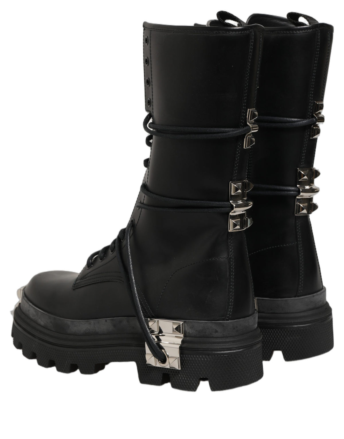 Dolce & Gabbana Black Stud Platform Combat High Boots