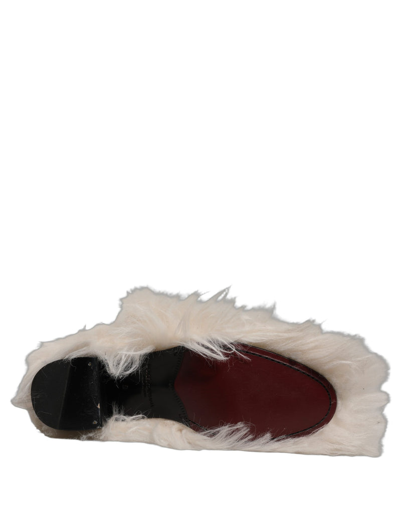Dolce & Gabbana White Faux Fur Mid Calf Boots for Men