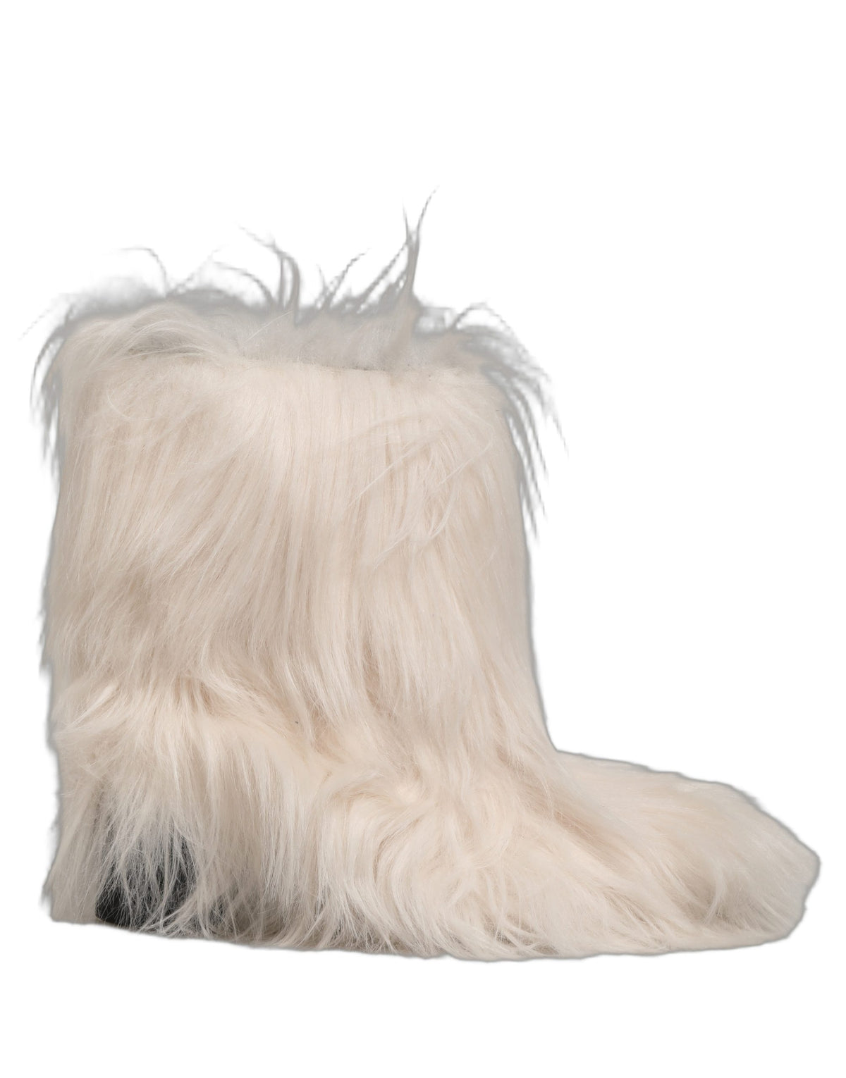 Dolce & Gabbana White Faux Fur Mid Calf Boots for Men