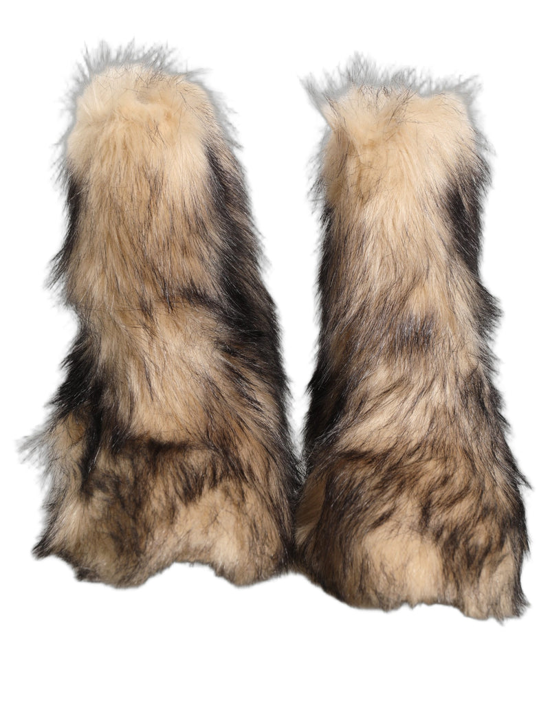 Dolce & Gabbana Brown Faux Fur Mid Calf Boots for Men