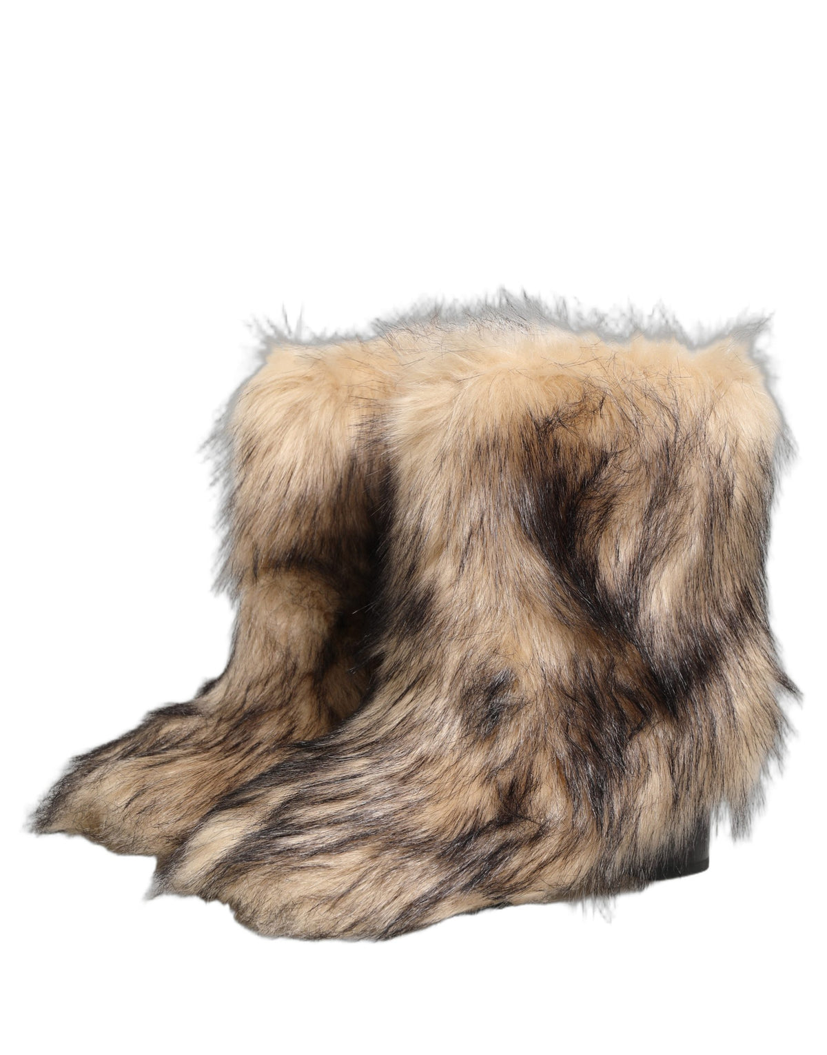 Dolce & Gabbana Brown Faux Fur Mid Calf Boots for Men