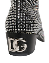 Dolce & Gabbana Black Crystal Embellished Ankle Boots
