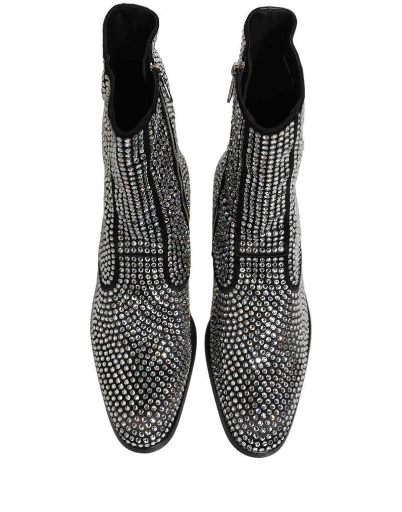 Dolce & Gabbana Black Crystal Embellished Ankle Boots