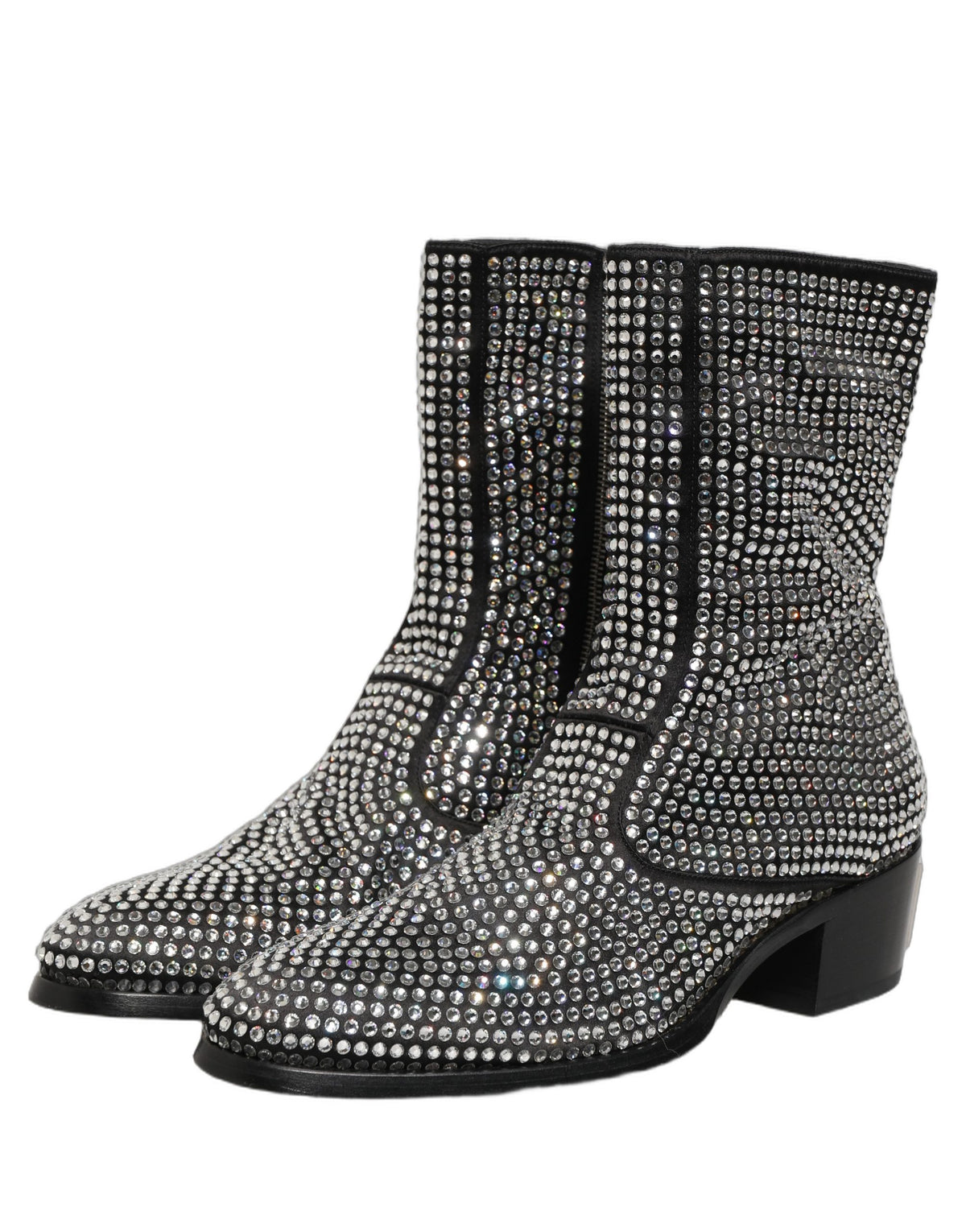 Dolce & Gabbana Black Crystal Embellished Ankle Boots