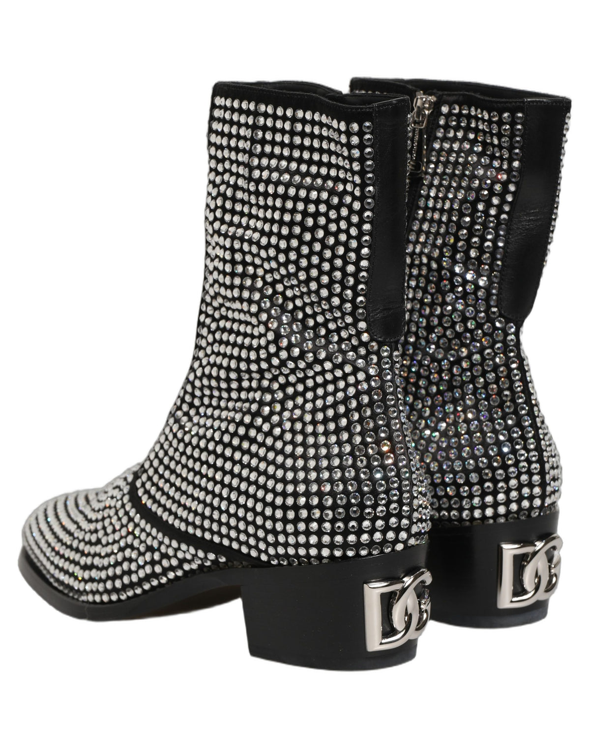Dolce & Gabbana Black Crystal Embellished Ankle Boots