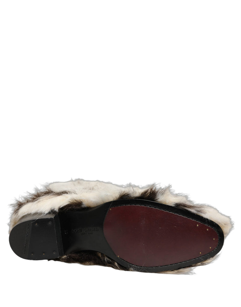 Dolce & Gabbana Multicolor Knee High Faux Fur Boots