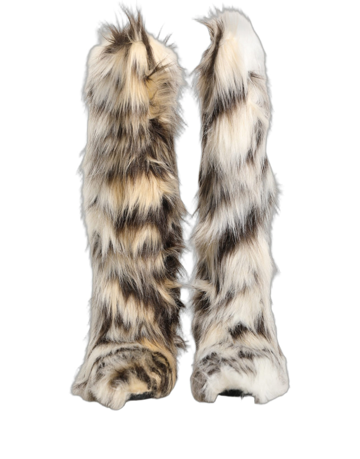 Dolce & Gabbana Multicolor Knee High Faux Fur Boots