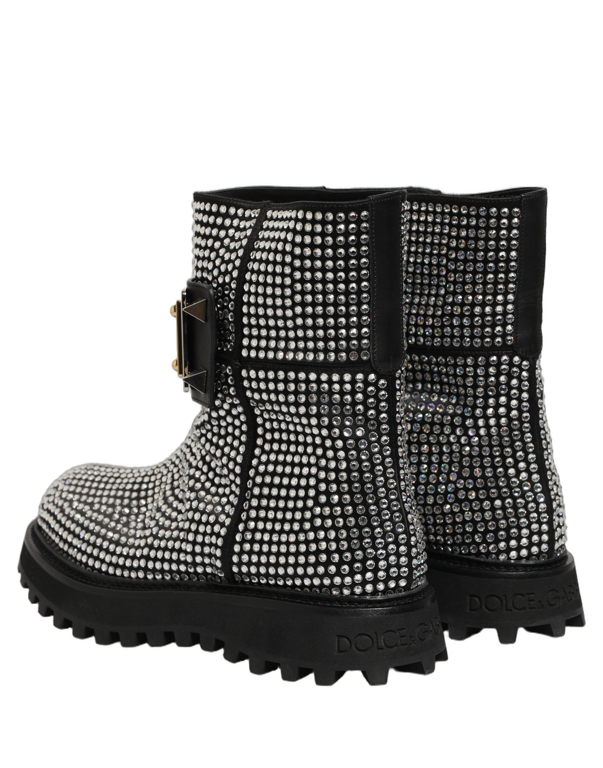 Dolce & Gabbana Black Crystal Embellished Ankle Boots