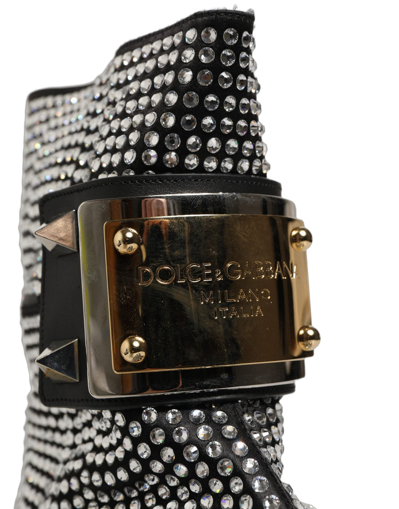 Dolce & Gabbana Black Crystal Embellished Ankle Boots