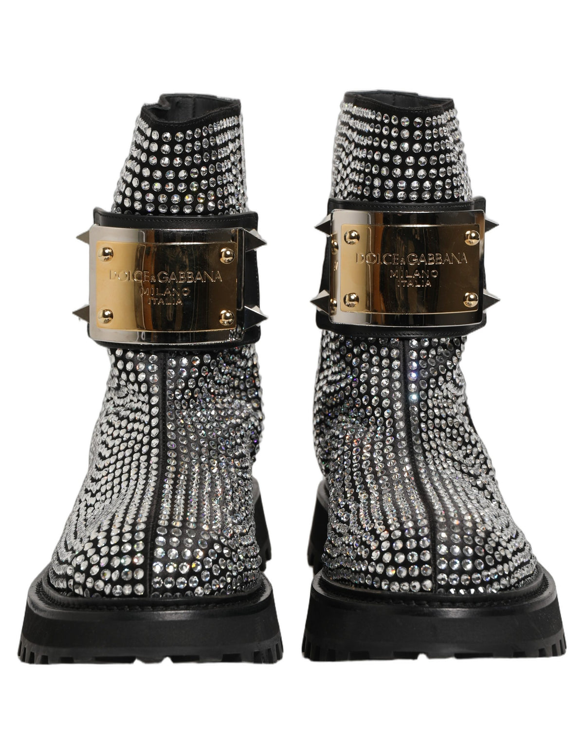 Dolce & Gabbana Black Crystal Embellished Ankle Boots