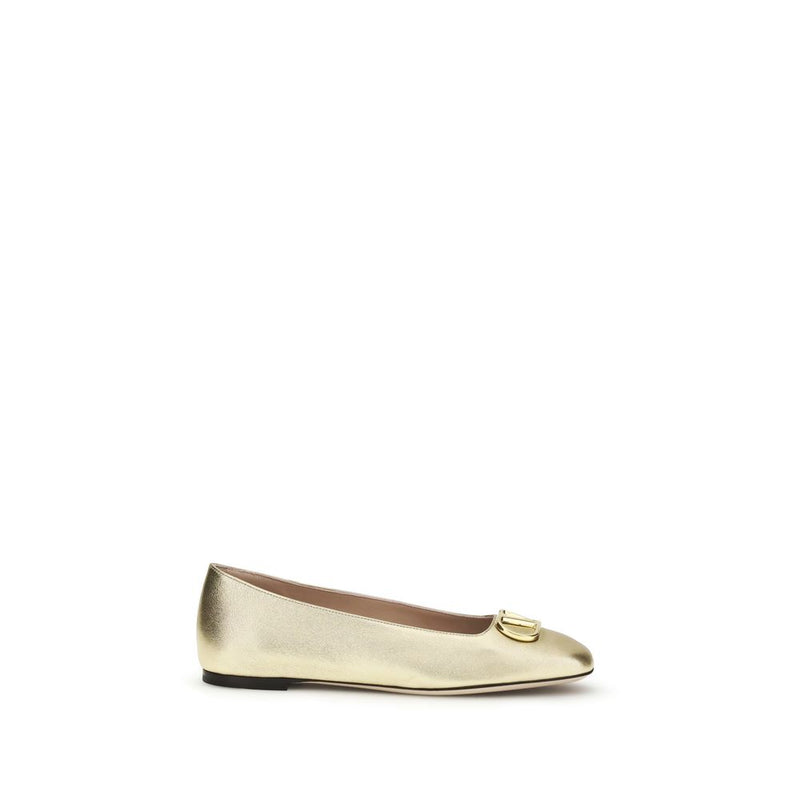 Valentino Garavani Gold Napa Leather Ballet Flats