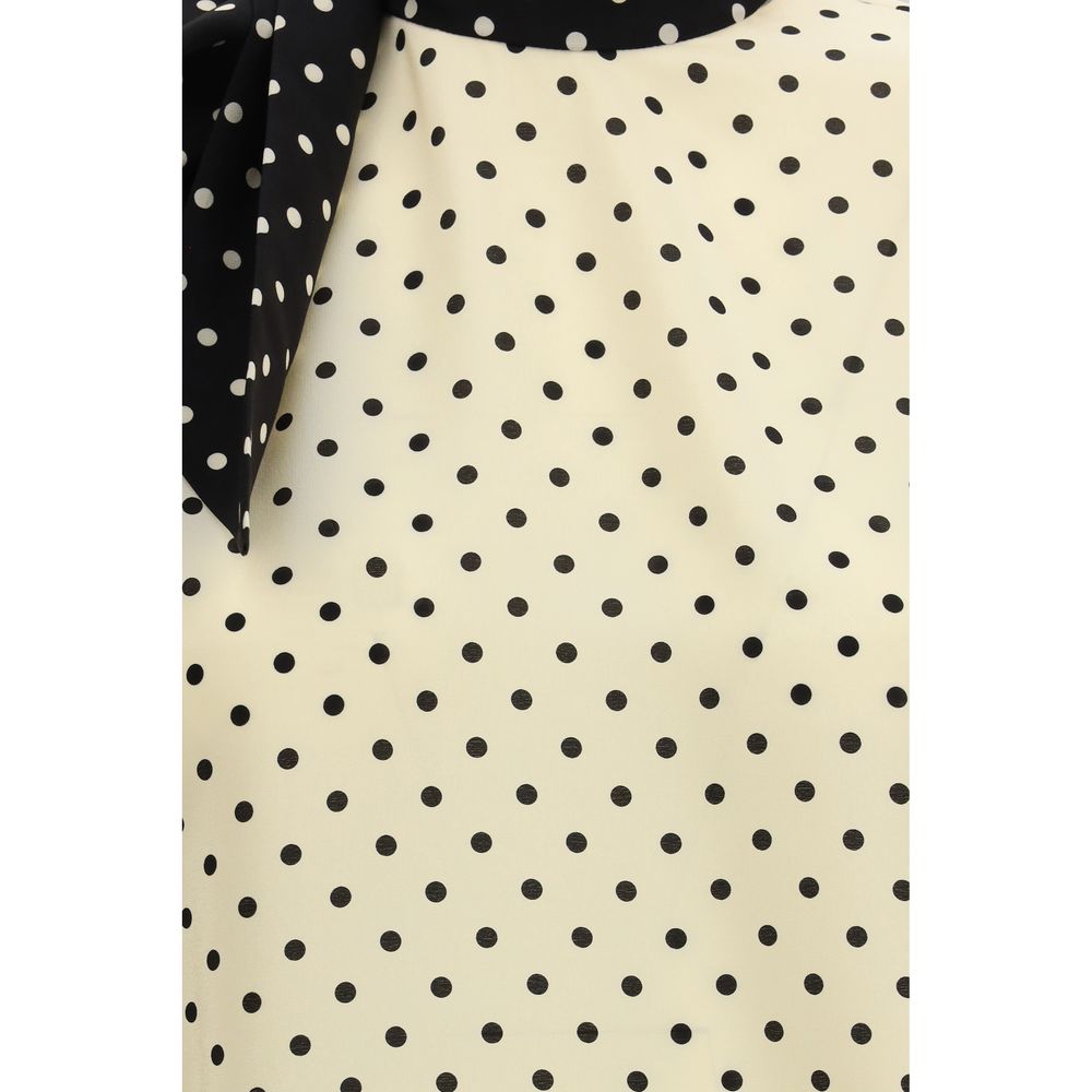 Valentino Garavani Beige Silk Blouse with Polka Dots
