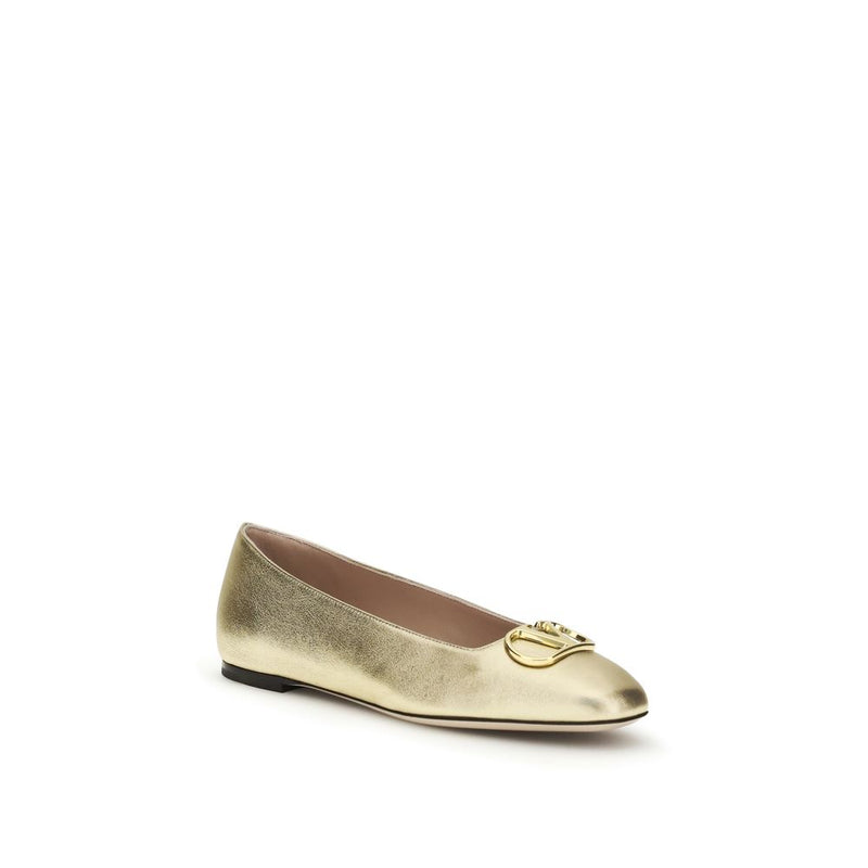 Valentino Garavani Gold Napa Leather Ballet Flats