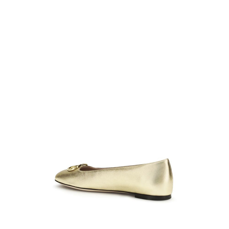 Valentino Garavani Gold Napa Leather Ballet Flats