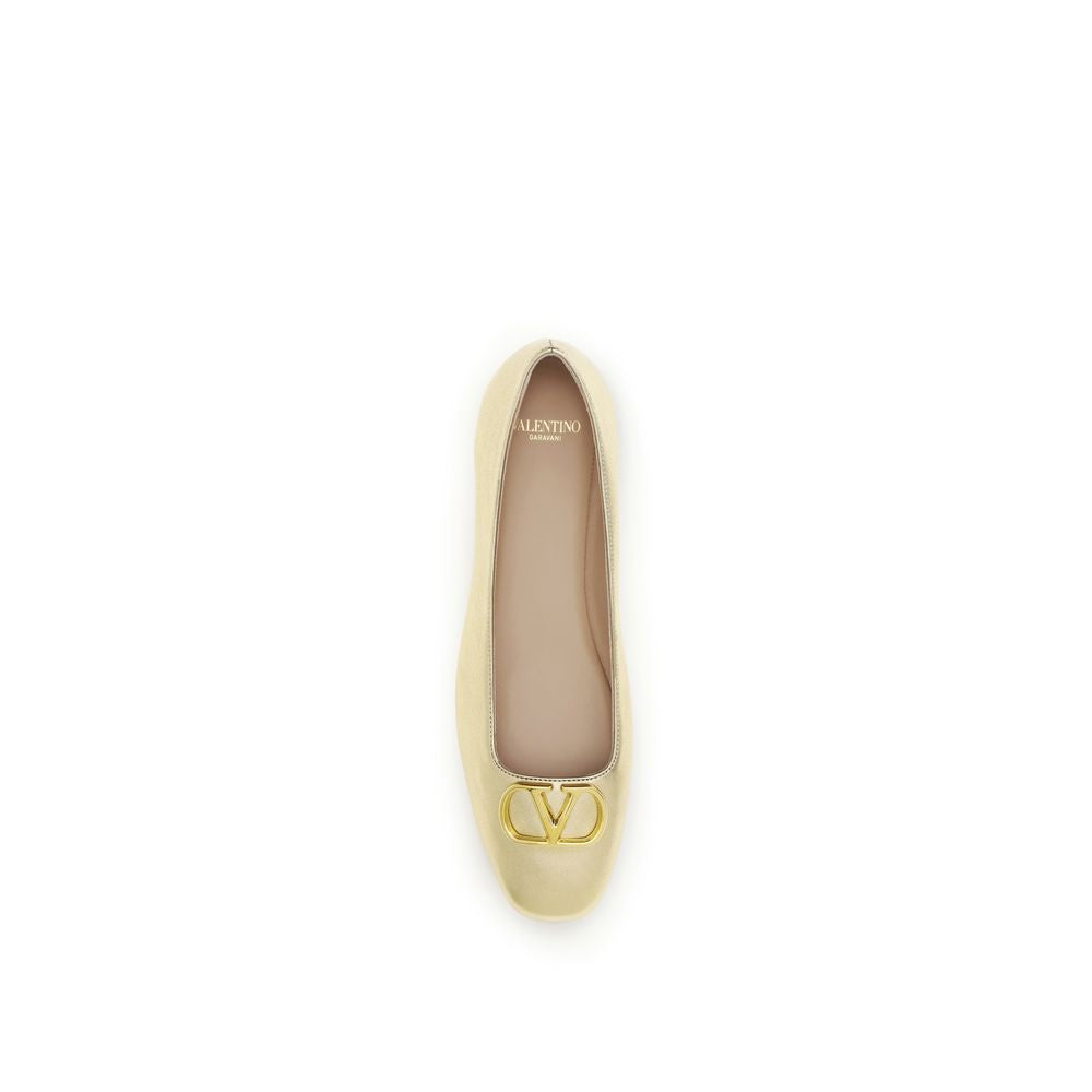 Valentino Garavani Gold Napa Leather Ballet Flats