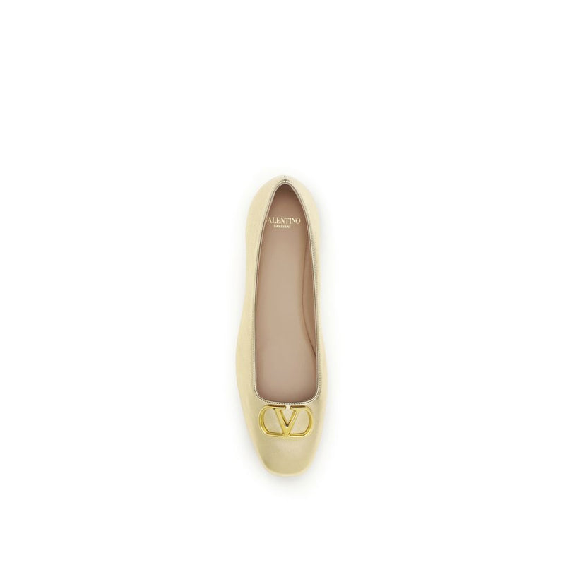 Valentino Garavani Gold Napa Leather Ballet Flats