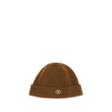 Valentino Garavani VLogo Brown Cashmere Beanie
