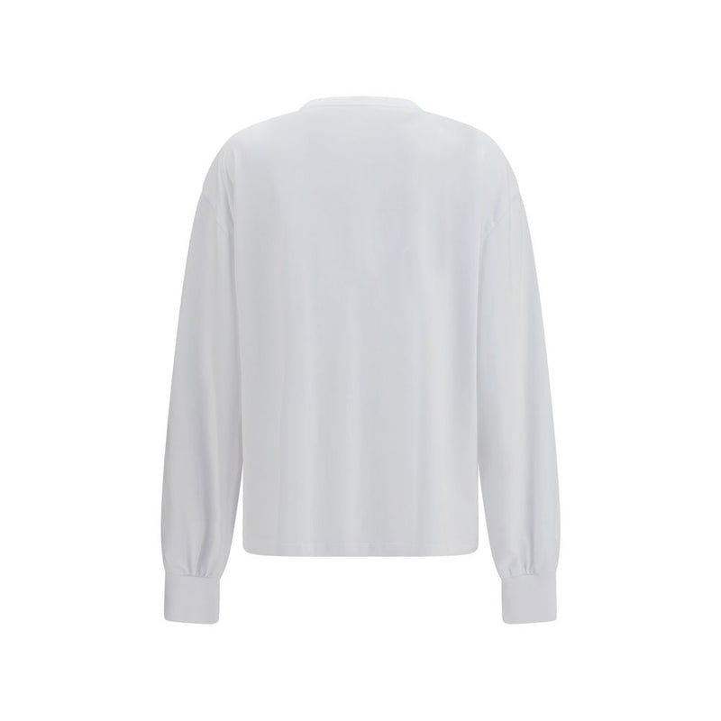 Ganni White Cotton Sweatshirt with Strawberry Print