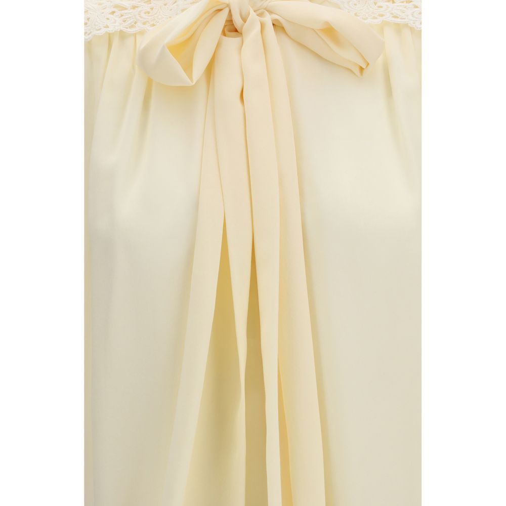 Chloé Beige Polyester Blouse with Embroidered Shoulders