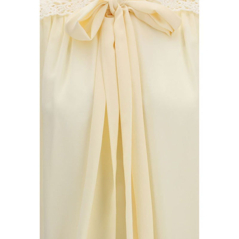 Chloé Beige Polyester Blouse with Embroidered Shoulders