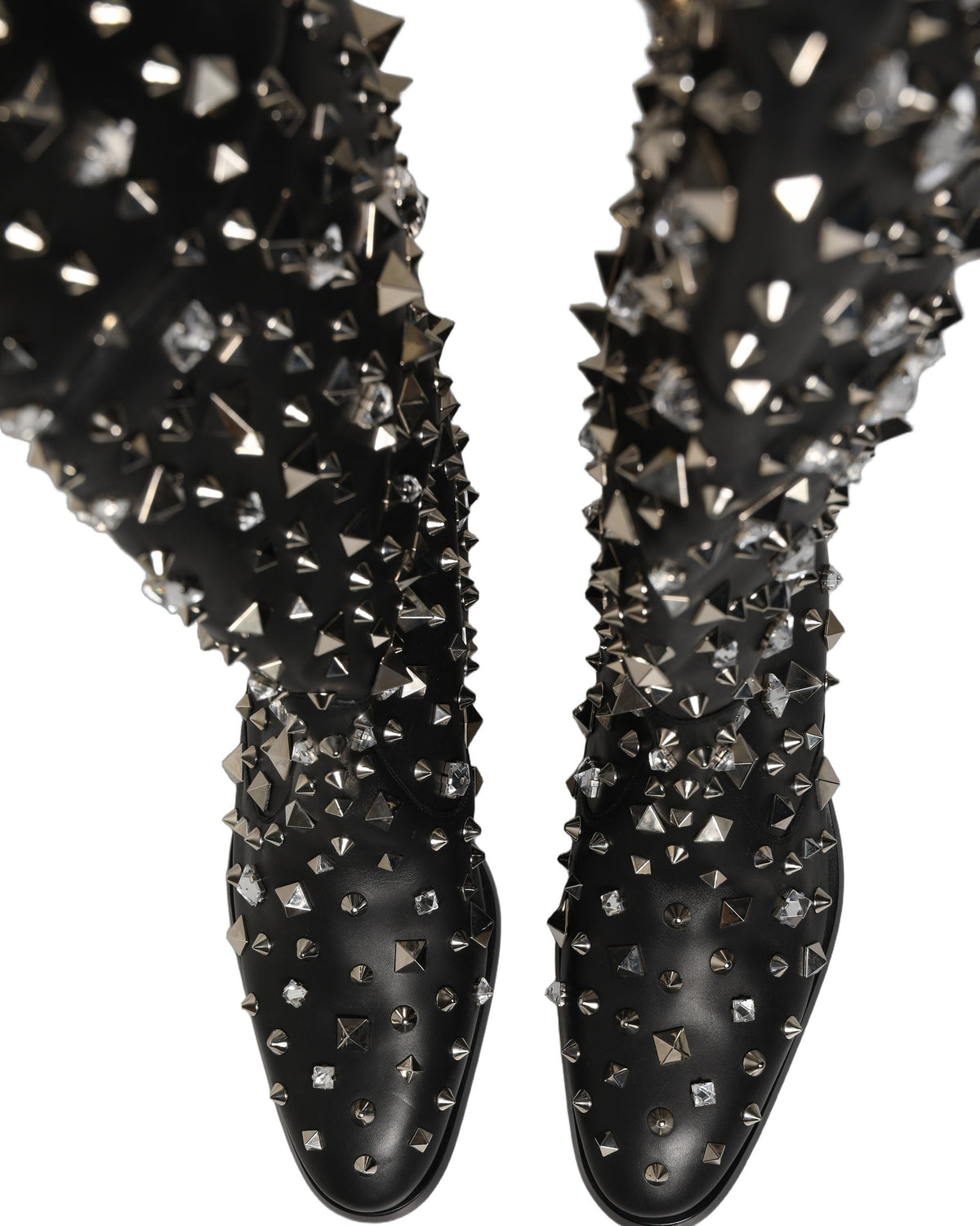 Dolce & Gabbana Black Crystal Embellished High Boots