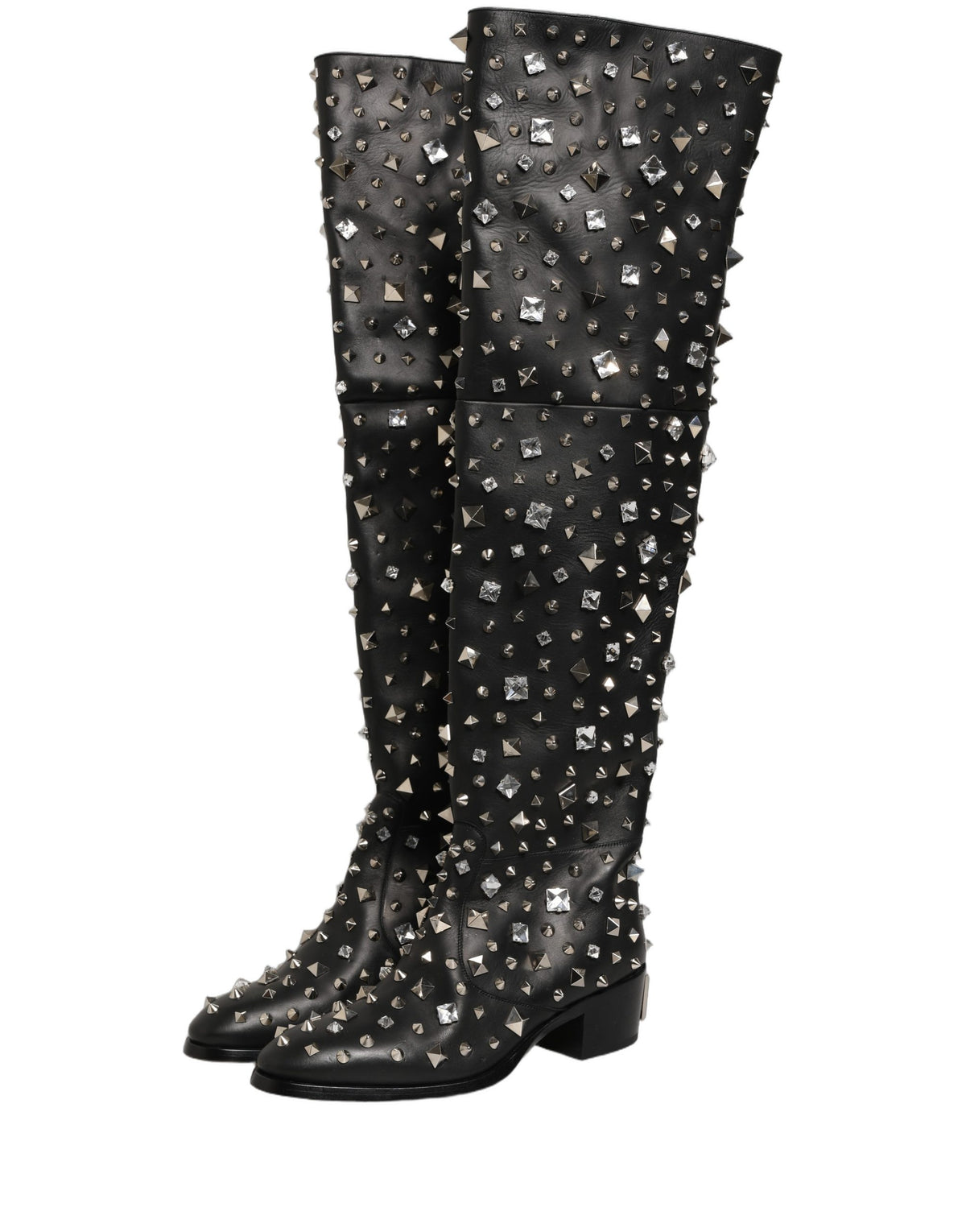Dolce & Gabbana Black Crystal Embellished High Boots