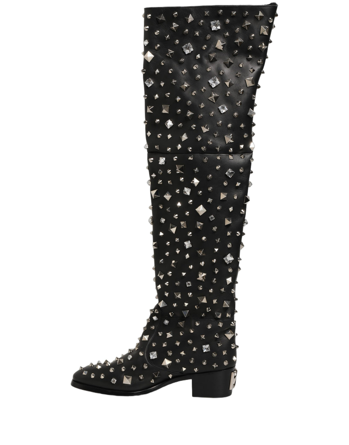 Dolce & Gabbana Black Crystal Embellished High Boots
