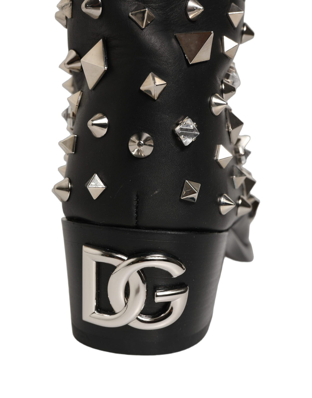 Dolce & Gabbana Black Crystal Embellished High Boots