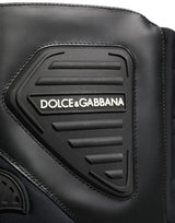 Dolce & Gabbana Black Leather Biker Mid Calf Boots for Men