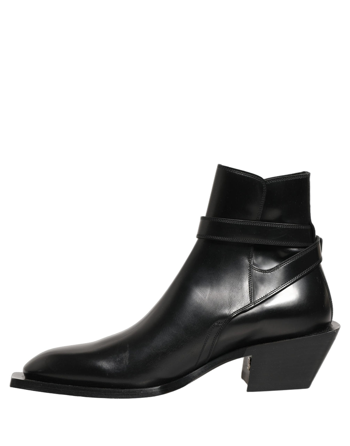Dolce & Gabbana Black Leather DG Plaque Ankle Boots