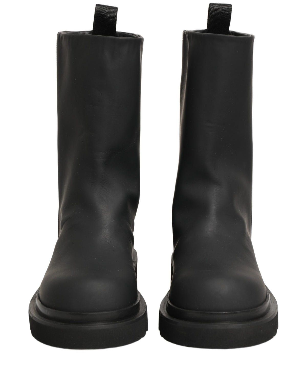 Dolce & Gabbana Black Leather Mid Calf Chunky Boots for Men