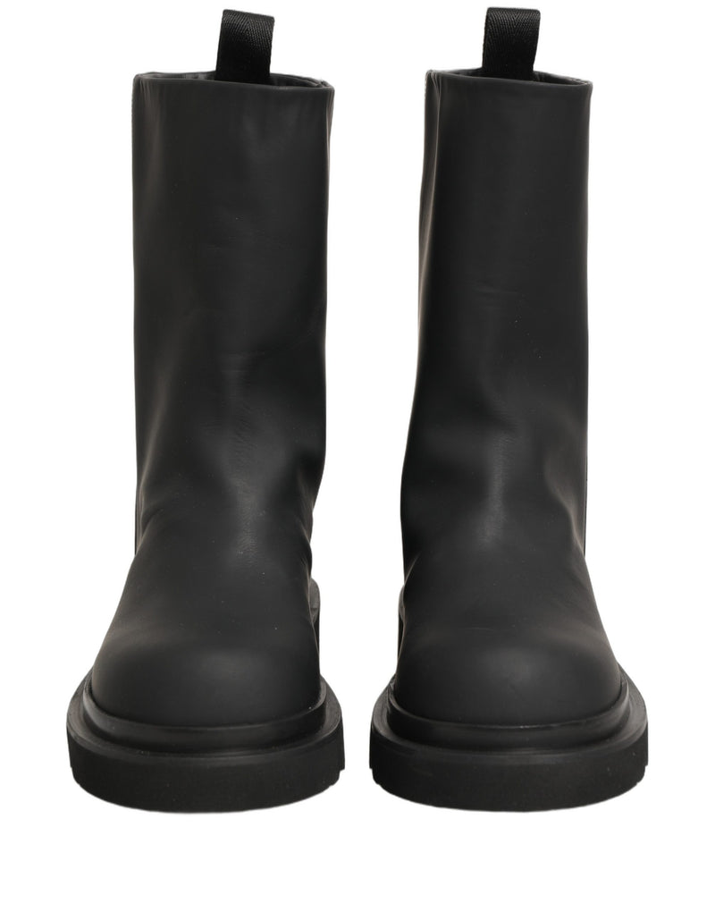 Dolce & Gabbana Black Leather Mid Calf Chunky Boots for Men