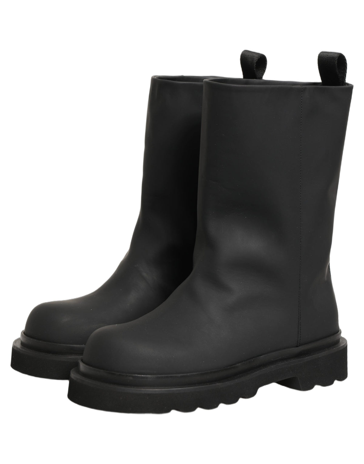 Dolce & Gabbana Black Leather Mid Calf Chunky Boots for Men