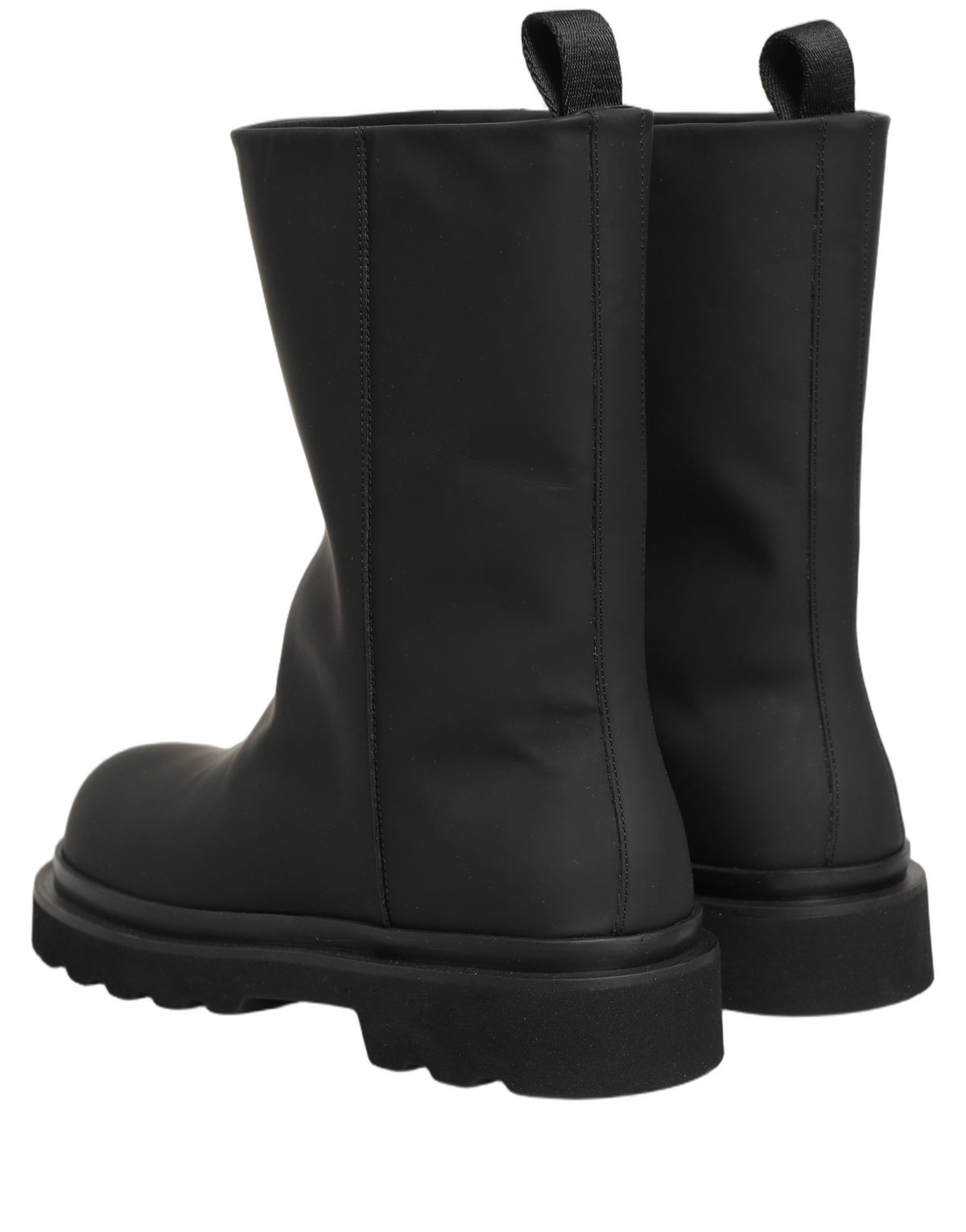 Dolce & Gabbana Black Leather Mid Calf Chunky Boots for Men