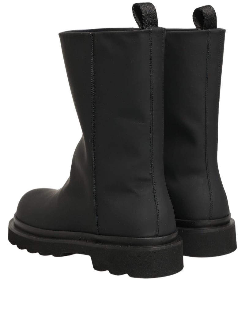 Dolce & Gabbana Black Leather Mid Calf Chunky Boots for Men