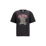 Ganni Black Cotton Sweatshirt - Casual Style with Tiger Print