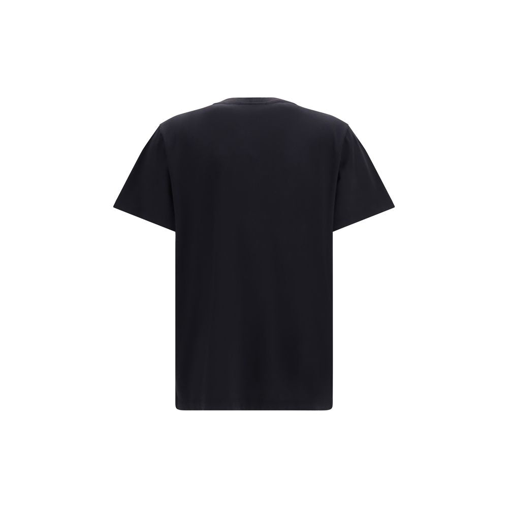 Ganni Black Cotton T-Shirt with Strawberry Print
