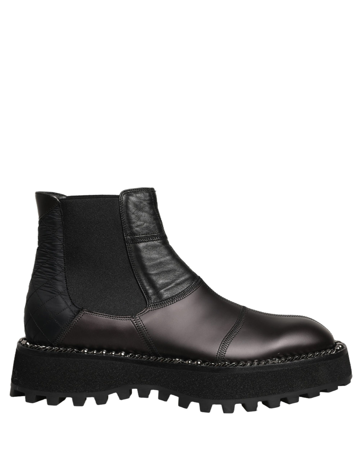 Bottes Chelsea noires en cuir à enfiler pour homme Dolce & Gabbana