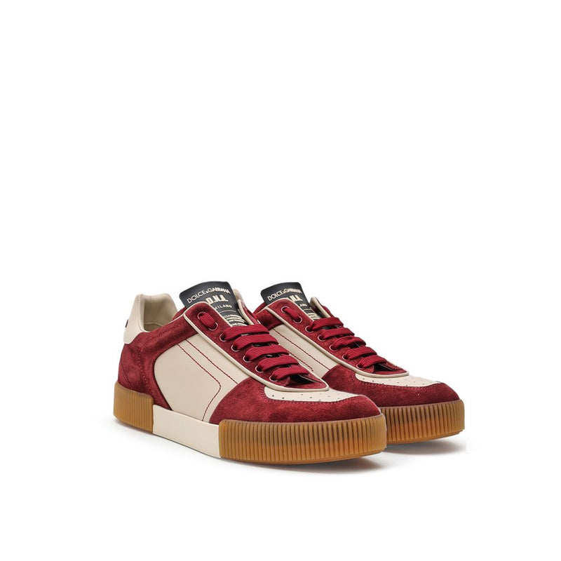 Dolce & Gabbana Bordeaux Leather Low Top Sneakers for Men