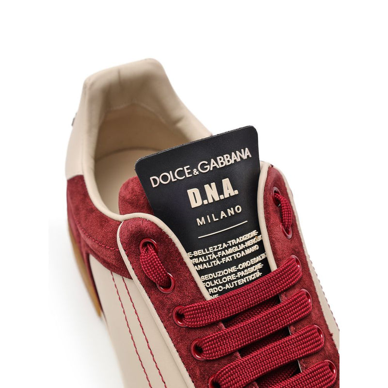 Dolce & Gabbana Bordeaux Leather Low Top Sneakers for Men