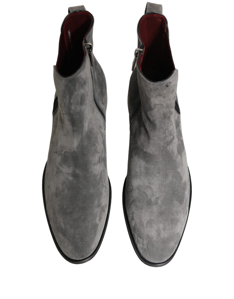 Dolce & Gabbana Gray Suede Leather Chelsea Boots