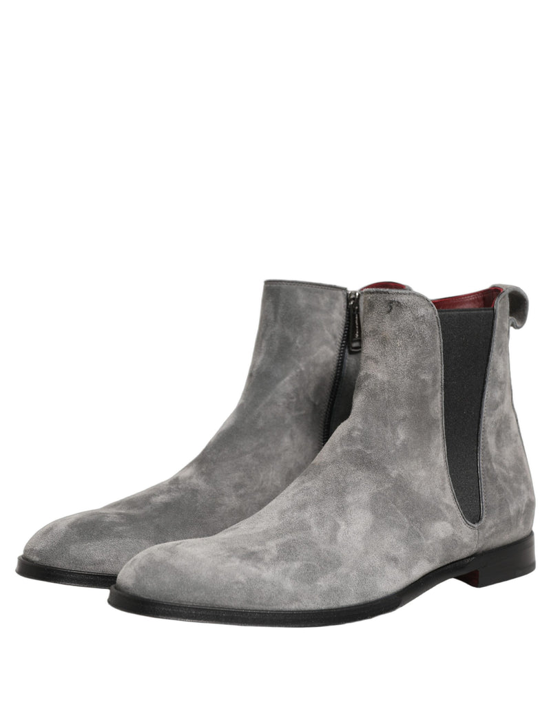 Dolce & Gabbana Gray Suede Leather Chelsea Boots