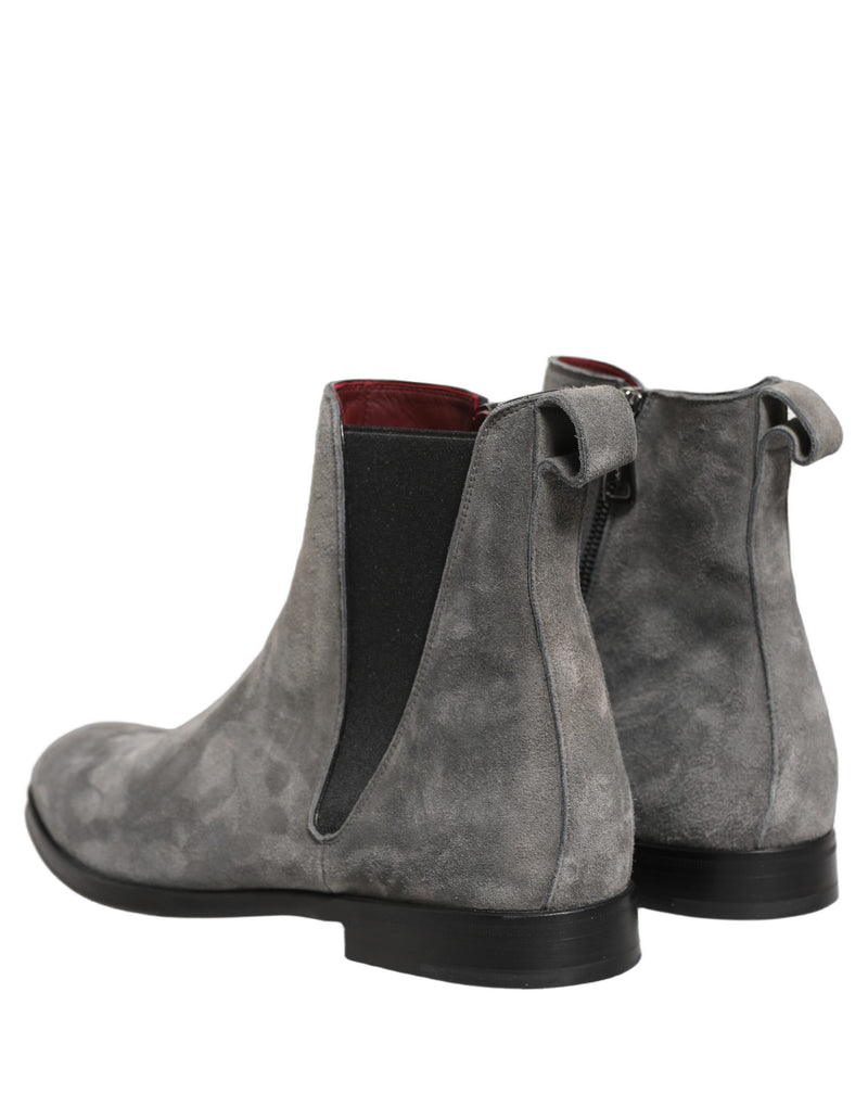 Dolce & Gabbana Gray Suede Leather Chelsea Boots