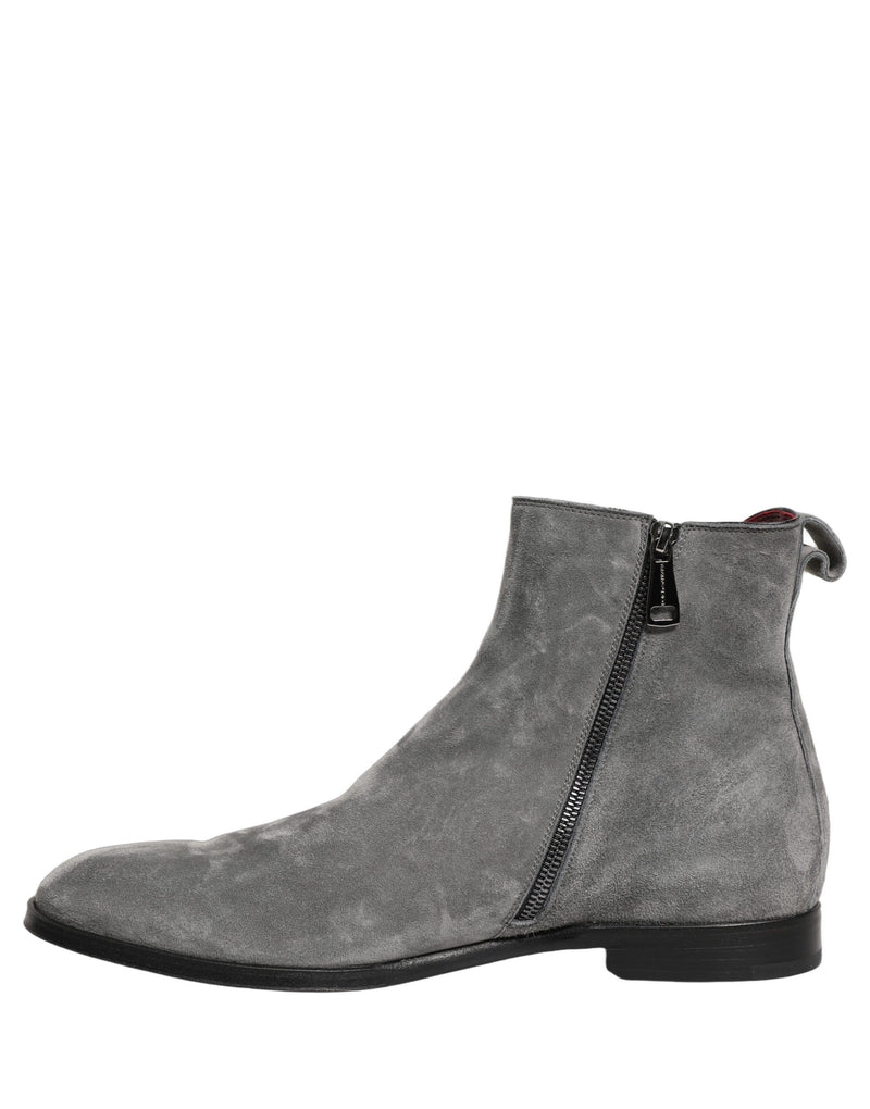 Dolce & Gabbana Gray Suede Leather Chelsea Boots