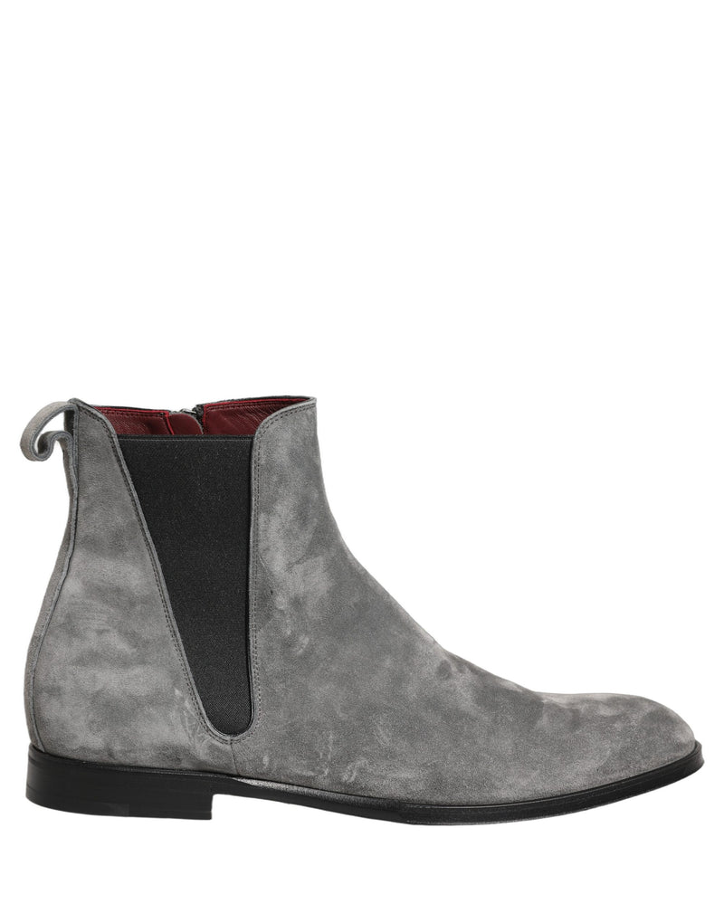 Dolce & Gabbana Gray Suede Leather Chelsea Boots